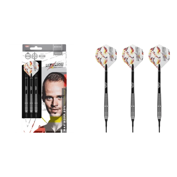 Bull's NL Max Hopp E4 Softdart 90% (Lieferumfang: 3x Barrel, 3x Spitzen, 3x Flights, 3x Schäfte)