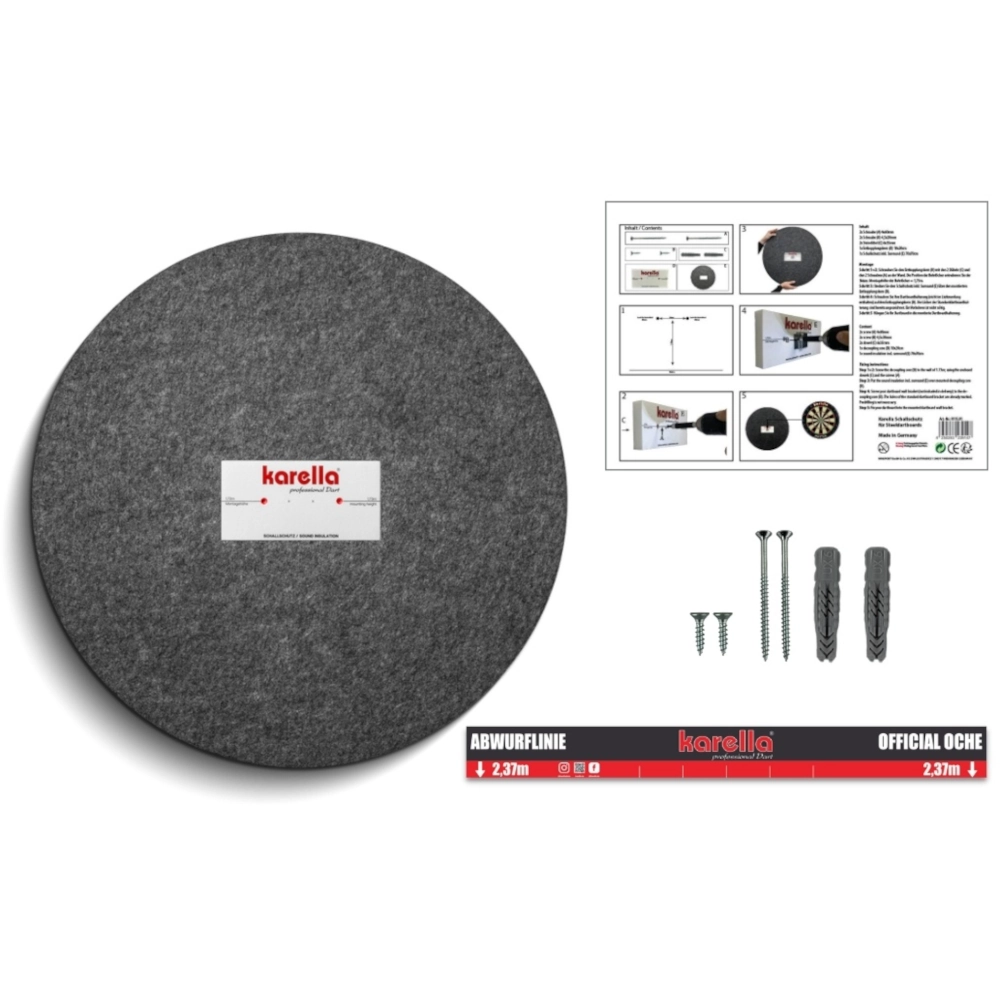 Karella Schallschutz 02-2 Karella Schallschutz für Steeldartboards mit integriertem Surround - Packungsinhalt