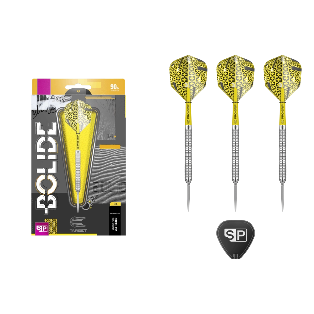 Target Bolide 04 Swiss Point Steeldart 90% (Lieferumfang: 3x Barrel, 3x Spitzen, 3x Flights, 3x Schäfte, 1x Swiss Tool)