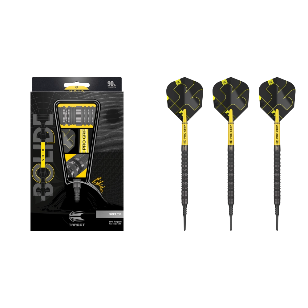Target Bolide Void 10 Softdart 90% 03 Target Bolide Void 10 Softdart 90% (Lieferumfang: 3x Barrel, 3x Spitzen, 3x Flights, 3x Schäfte)