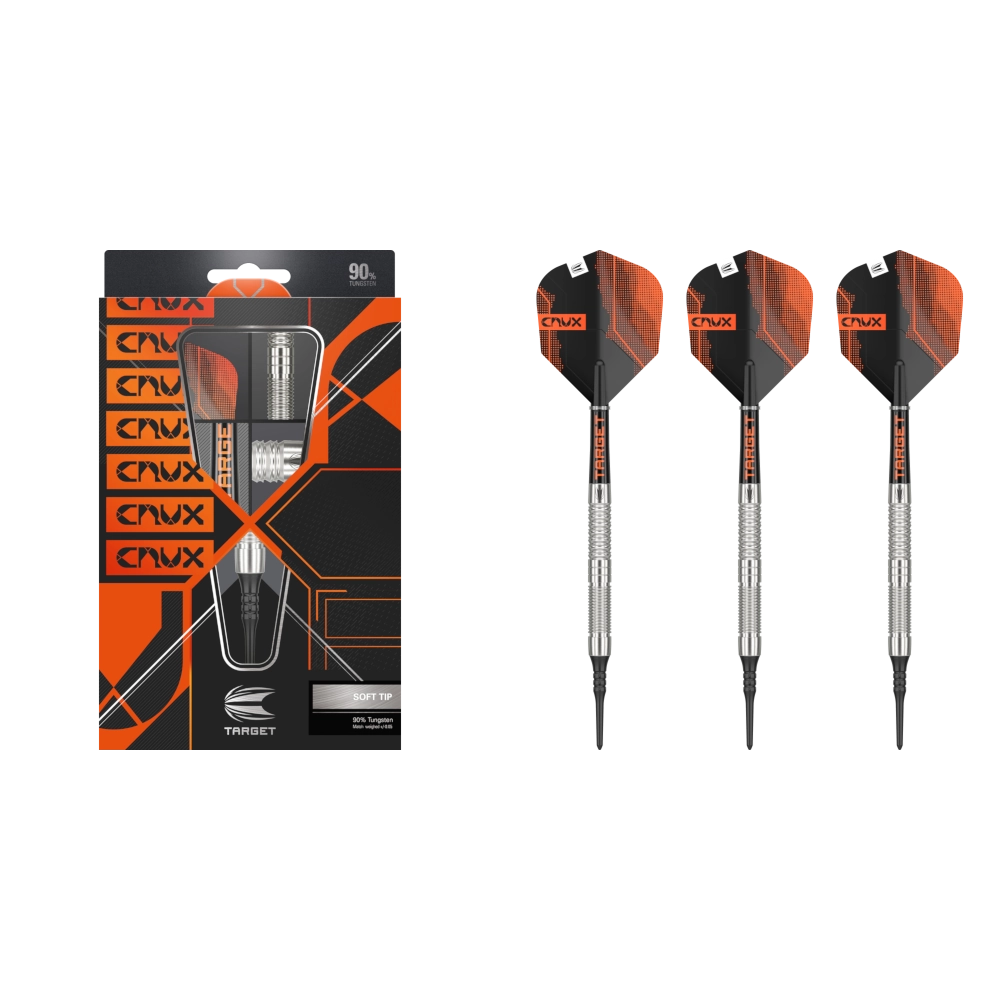 Target Crux 10 Softdart 90% 03 Target Crux 10 Softdart 90% (Lieferumfang: 3x Barrel, 3x Spitzen, 3x Flights, 3x Schäfte)