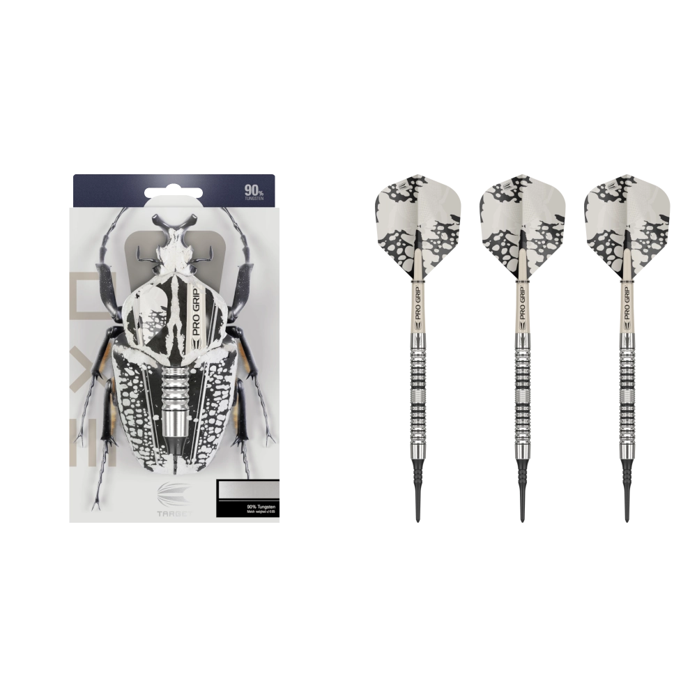 Target Exo 10 Softdart 90% 03 Target Exo 10 Softdart 90% (Lieferumfang: 3x Barrel, 3x Spitzen, 3x Flights, 3x Schäfte)