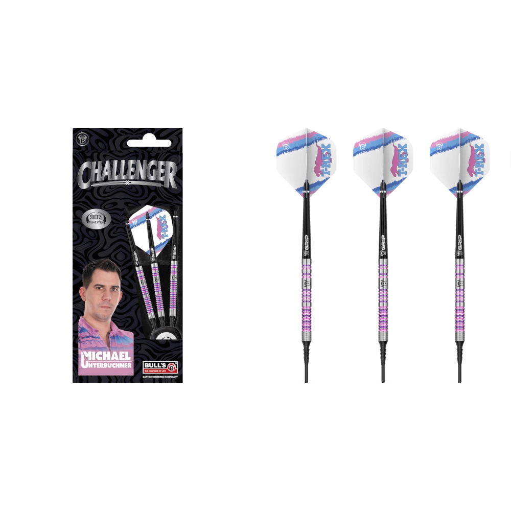 Bull's DE Michael Unterbuchner Challenger Softdart 90% (Lieferumfang: 3x Barrel, 3x Spitzen, 3x Flights, 3x Schäfte)