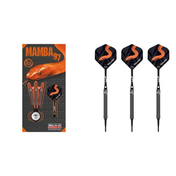 Bull's Mamba M2 Softdart 97% (Lieferumfang: 3x Barrel, 3x Spitzen, 3x Flights, 3x Schäfte)