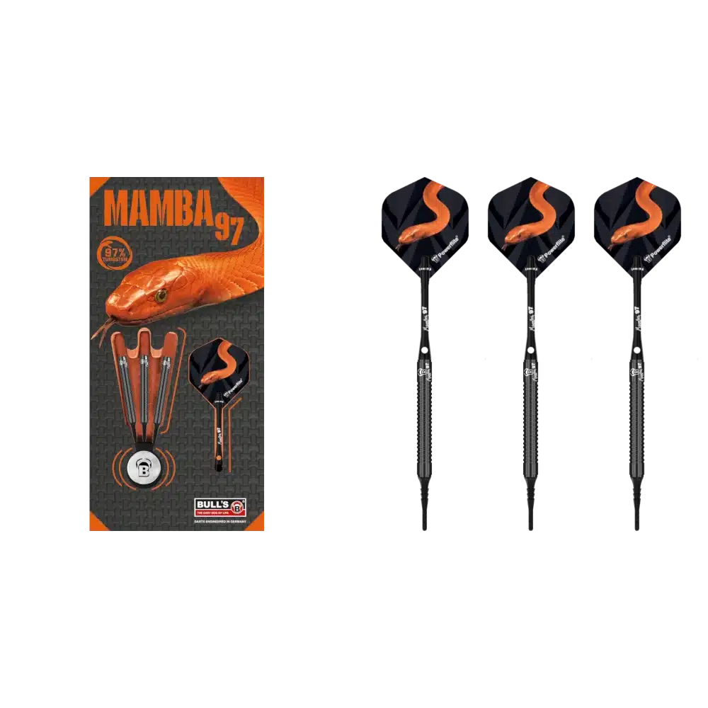 Bull's Mamba M2 Softdart 97% (Lieferumfang: 3x Barrel, 3x Spitzen, 3x Flights, 3x Schäfte)